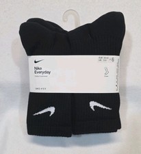 Nike Dri-FIT Crew Socks 6 Pairs Men's Everyday Cotton Cushioned Black Medium NEW