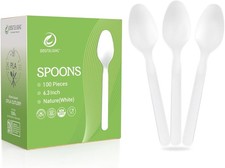 Compostable Spoons 100 Pcs No Plastic Spoons Disposable BPI Certified