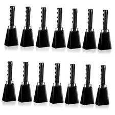 14 Pcs Large Cow Bell 9 '' Cowbell with Handle Cowbells Black Hand Percussion