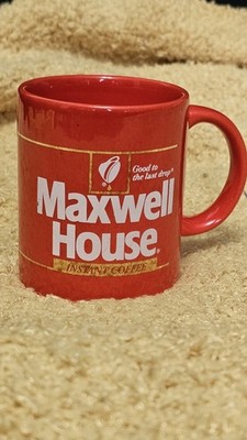 Vintage Maxwell House Coffee Mug Japan Red Advertising Good Last Drop Cup