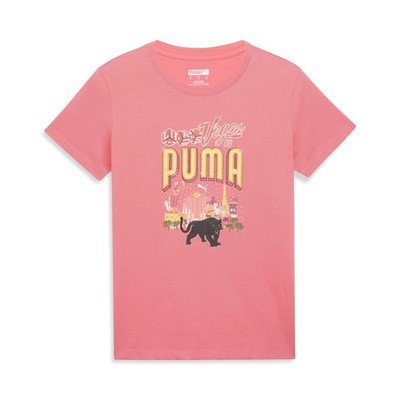 PUMA Graphics Lv Neon Billboards Graphic Crew Neck Short Sleeve T-Shirt Womens S