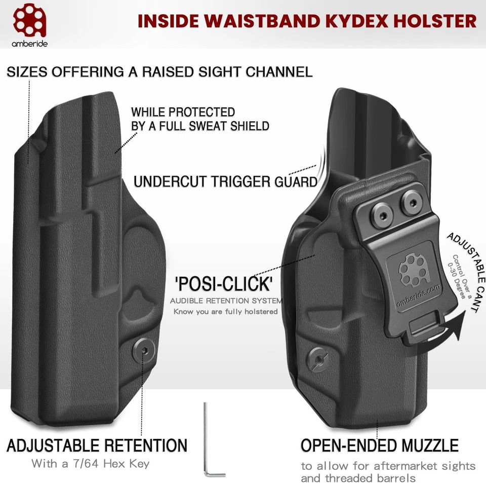 Coldre Amberide IWB KYDEX para Glock 19/19X/44/45 Gen3-5 e G 23/32 Gen3-4 - Imagem 2 de 4