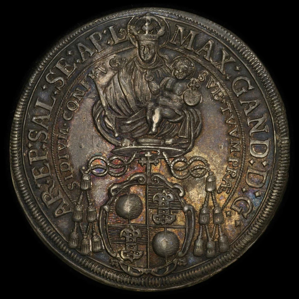 PCGS MS62 1680 AUSTRIA SALZBURG Max Gandolf von Kuenburg Silver thaler tonificado superior Foto 4 de 4