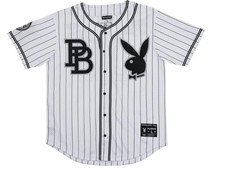 Maglia uomo Playboy in rete con bottoni / bianca/nera / prezzo consigliato £35