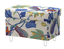 IKEA STRANDMON Slipcover per Poggiapiedi, Stigsbo Multicolore Beige NUOVO