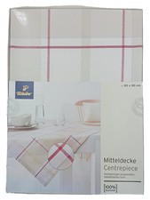 TCHIBO Tischdecke 90x90 cm Beige Kariert Baumwolle Mitteldecke
