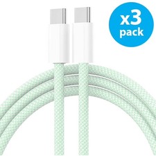 3-Pack Braided USB C Type-C Fast Charging Data SYNC Charger Cable Cord Green 3ft
