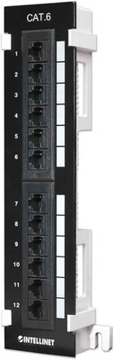 INTELLINET 560269 CAT-6 UTP Wall-Mount Patch Panel, 12 Port NOB - FREE SHIP