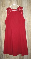Shein Burgundy Sleeveless Faux Pearl Beaded A Line Dress Size 3XL Party Holiday