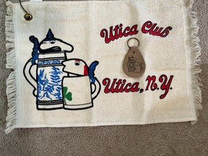 Utica Club Schultz & Dooley Golf Towel with clip + key chain