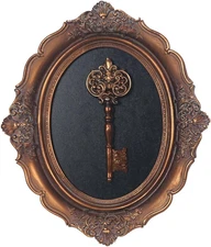 Vintage Wall Sculpture Antique Gold Pediment Oval Embossed Key Room Decor