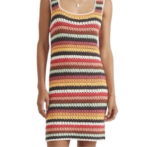 NWT Marine Layer Crochet Striped Dress Multicolor XL Beach Cover Up - Picture 2 of 9