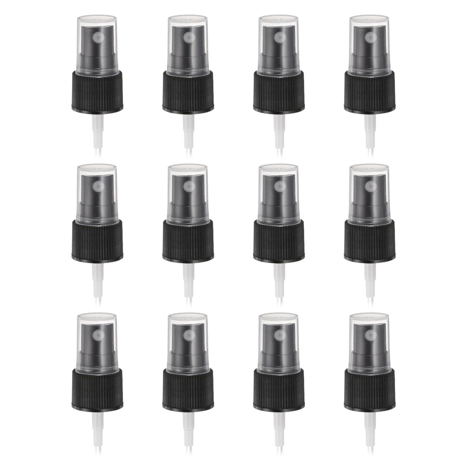 12 Pcs Black Spray Top, 20/410 Fine Mist Sprayer Reusable Stripe Plastic Top