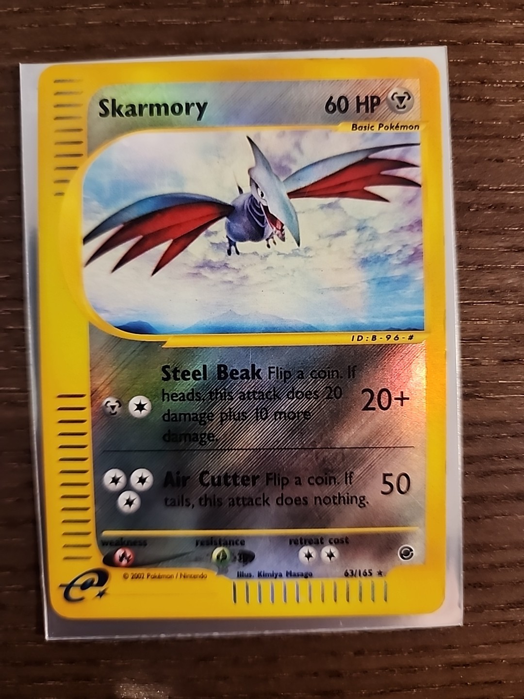 Skarmory  63/165 - 2002 Pokemon Expedition Reverse Holo Pokemon Card LP Pringled