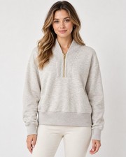 VARLEY Sally Half Zip Sweat DoubleSoft Pullover Heather Gray Gold Zip XS