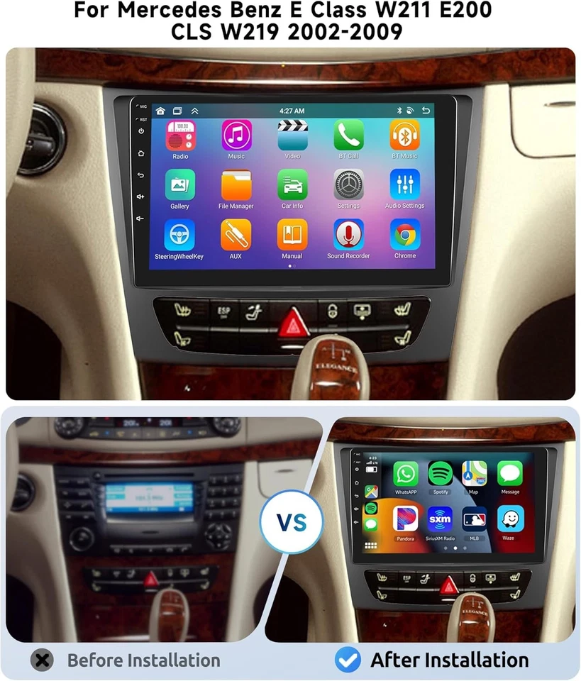 Radio estéreo de coche Carplay 4+64 GB para Mercedes Benz Clase C W203 CLK W209 GPS NAVEGACIÓN Foto 4 de 4