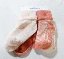 Carter's Baby Girl 4-Pack Chenille Fold Over Cuff Booties NN7 12-24M Pink NWT