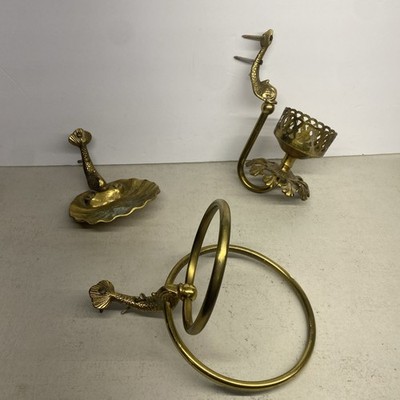 Brass Coi Fish Soap Dish Holder, Towel Holder And Candle/plant Holder
