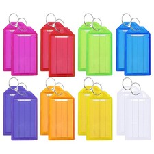 16 Pack Key Tags Tough Plastic Key Tag with Split Ring Blank Paper Labels ...