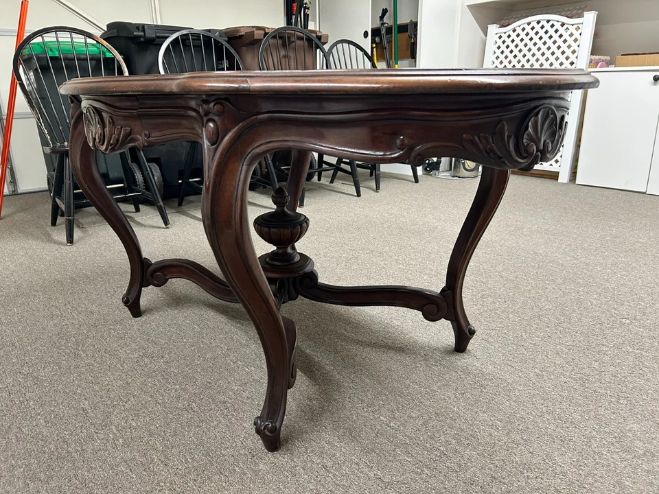 ВИНТАЖНЫЙ АНТИКВАРНЫЙ ПАРТНЕРСКИЙ СТОЛ из коричневого красного дерева ДЕРЕВЕНСКИЙ ФРАНЦУЗСКИЙ 2 ящика 1880-е - Изображение 2 из 4