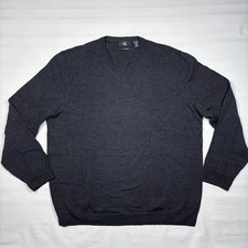 Calvin Klein Men's 2XL Gray 100 Extra Fine Merino Wool V-Neck Pullover Sweater