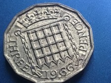 1966 uncirculated Elizabeth II British Threepenny  3d - UNC