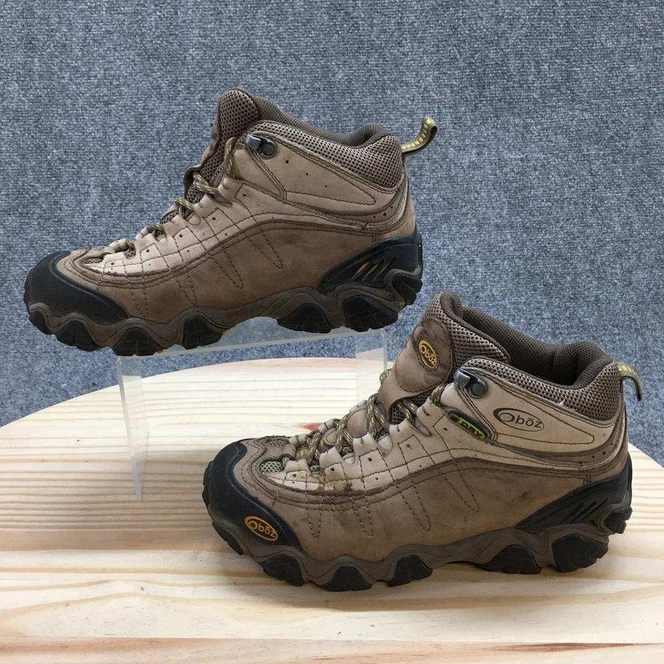 Oboz водонепроницаемый туризм ботинки женщин 7,5 Bridger средний коричневый кожаный шнурует вверх круглый - Изображение 2 из 4