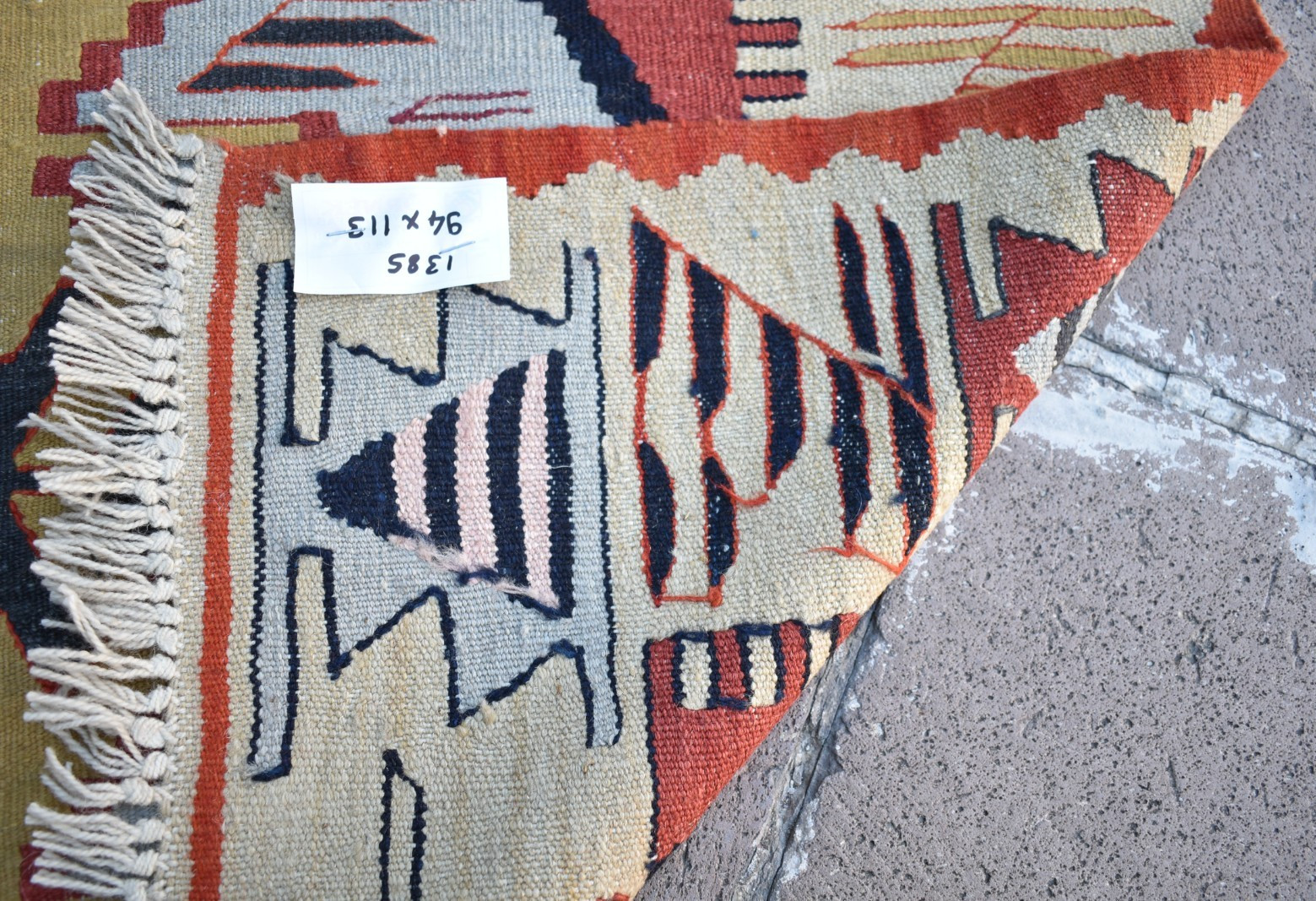 Turkish Rug 37'' x 44'' Vintage Anatolian Oushak Wool Rug Natural Color Wool Rug