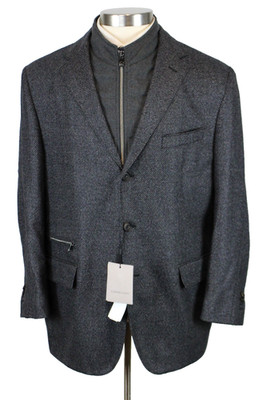 $1695 Corneliani Mens Coat 48 R Grey Wool Coat 3 Button Zip out bib Jacket