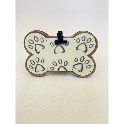 Dog Bone Photo Frame Embossed Tin & Wood 5x7 with Black Clip