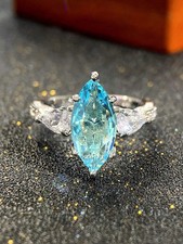 Silver Marquise Blue Cubic Zirconia Ring Size 6 7 8 9 10
