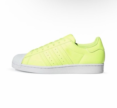 Adidas Superstar Men Size 9.5 Bright Green Yellow Shell Toe Sneakers White Shoes