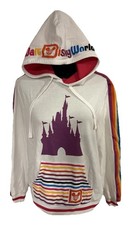 Disney Parks WALT DISNEY WORLD Retro Striped Pullover Hooded Sweatshirt Size L