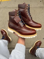 Men's Timberland Premium 6 Inch Waterproof Brogue Boots - Brown TB0A2A8VEM4