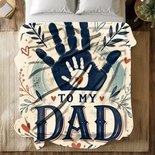 To My Dad Handprint Message Coral Fleece Blanket
