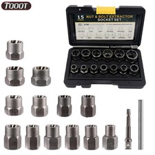 15 Pieces Impact Bolt & Nut Remover Set 3/8" Damaged & Rounded Nut Extractor Set