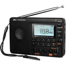 V115 Shortwave Radio, Digital Radio AM FM, Shortwave Receiver with 1000mAh Re...