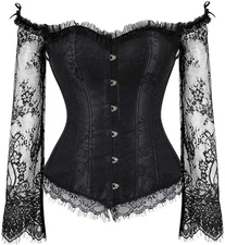 Blidece Gothic Tapestry Lace up Boned Corset Overbust Bustier Size 3XL