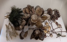 Artificial Poinsettia Pinecone Spray Christmas Door Decoration Gold Brown
