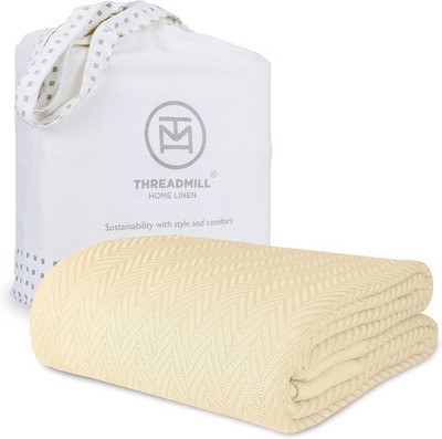 Threadmill 100% Cotton Blanket King Size Peach Color