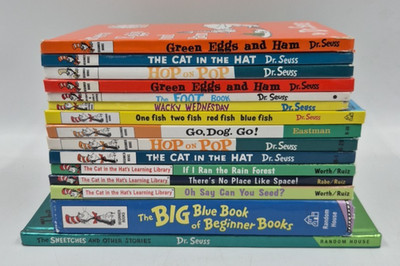 Lot of 15 Dr Seuss HC Book Collection Kid Chapter Cat Hat Hop Pop Go Dog Big Ran