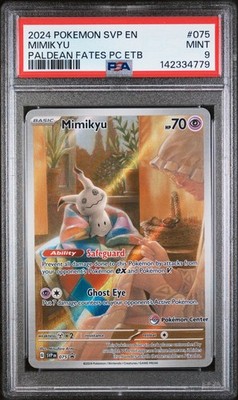 2024 Pokemon SVP Mimikyu 075 Paldean Fates PC ETB Promo PSA 9