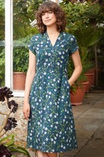 Seasalt Cornwall Pencil Box Blue Floral Midi Length Tea Dress Size UK 20 BNWT