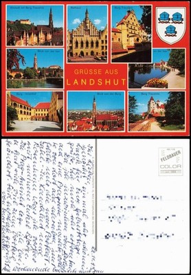Postcard Landshut multi-picture card with various city views 1993