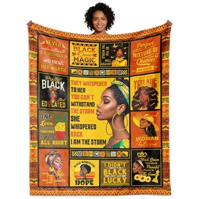 African American Gifts for Women, Afro Black Girl Blanket 60'' X 50'', Black Mo...