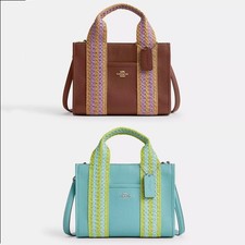 NWT Coach CBG91 Smith Tote Bag 24 Pebble Leather Straw Webbing 378