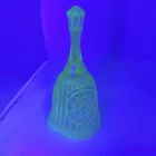 Fenton HOACGA 1986 Frank Carnival Glass Bell Green Opal Uranium UV Glow