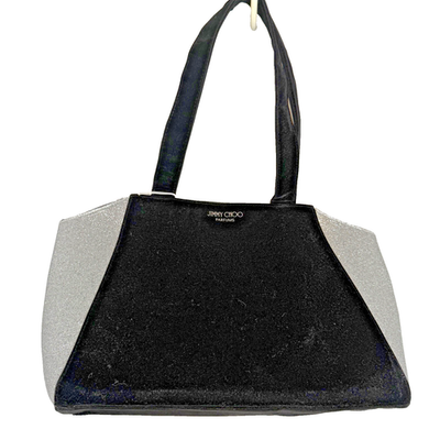 Jimmy Choo Parfums Tote Bag Black Velvet Silver Sparkle Panels 18