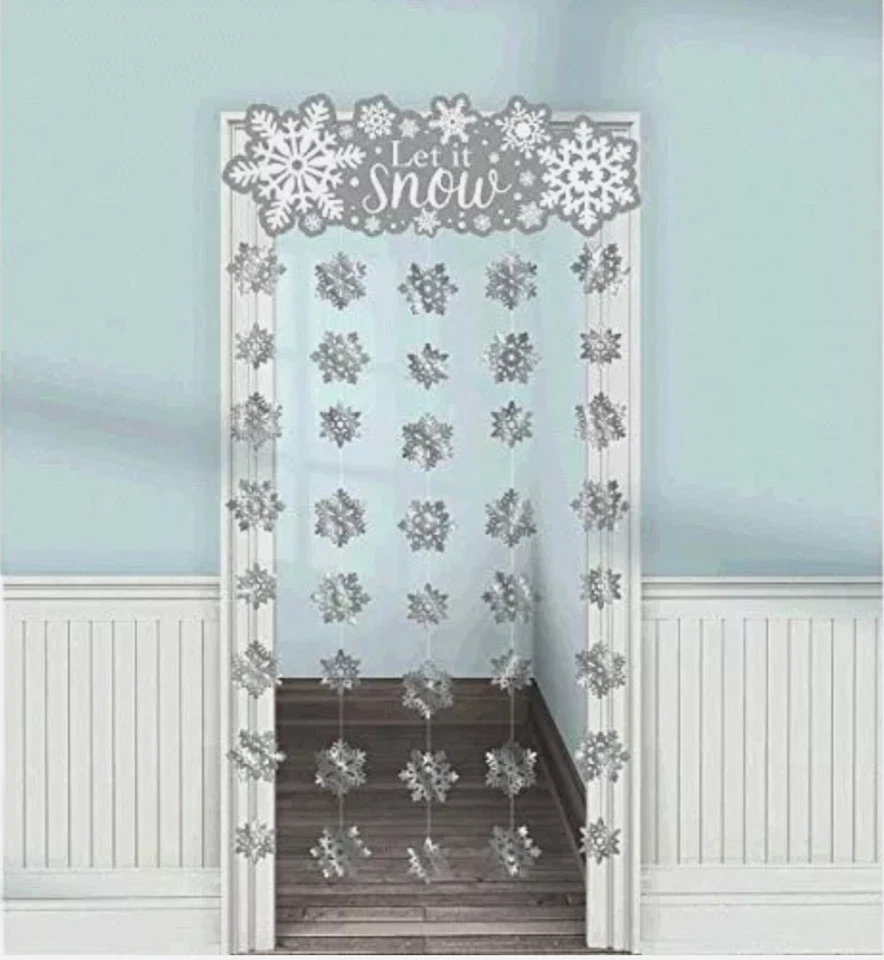 Cortina de puerta de nieve Let It - Amscan Let it cortina de puerta de copo de nieve Foto 2 de 4
