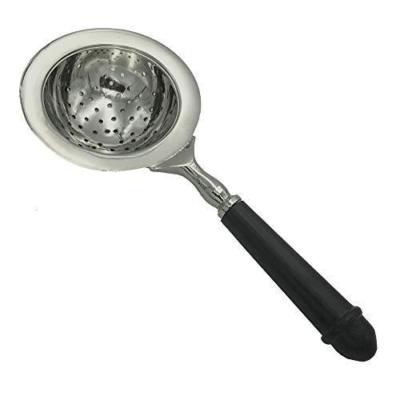 Antique Vintage Style Loose Leaf Tea Strainer Infuser Horn Handle Nickle Plated 